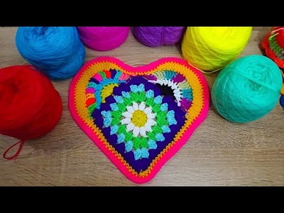 Corazón Dulce Amanecer Tejido a crochet de muchos colores