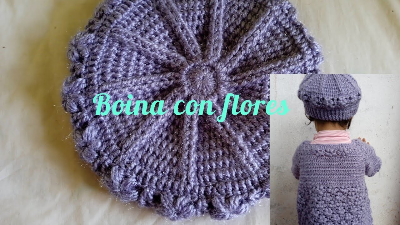 Hermosa Boina Con Flores A Crochet | Tutorial | Conjunto Del Cardigan Niña