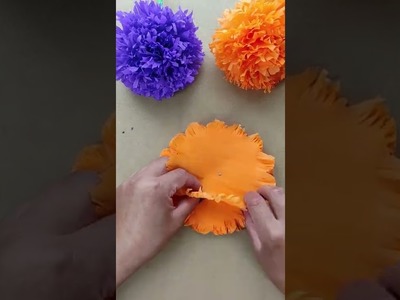 Cómo hacer flores de cempasúchil de papel crepé faciles
