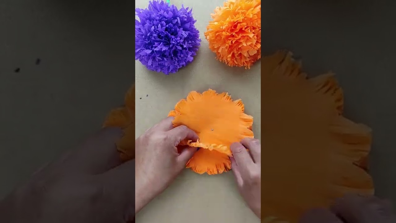 Cómo hacer flores de cempasúchil de papel crepé faciles
