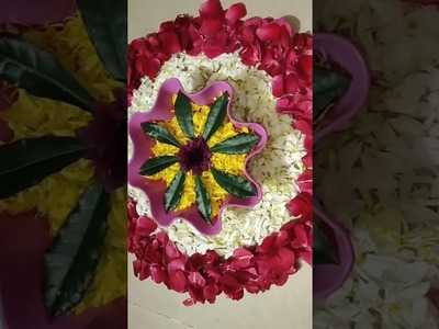 Diwali Flower Rangoli #flowerrangoli #flowerdecoration #art #diy #tutorial #Diwalidecoration