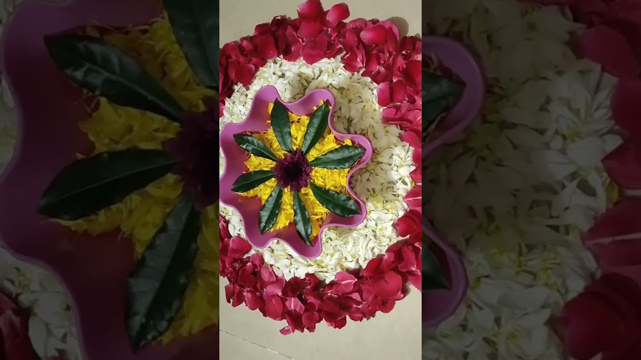 Diwali Flower Rangoli #flowerrangoli #flowerdecoration #art #diy #tutorial #Diwalidecoration