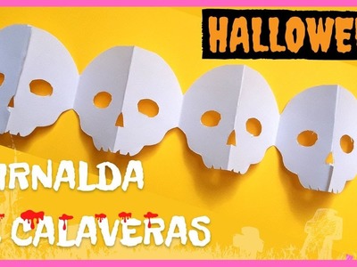 ▶ Como hacer GUIRNALDAS de papel para Halloween ???? | Kirigami de CALAVERA