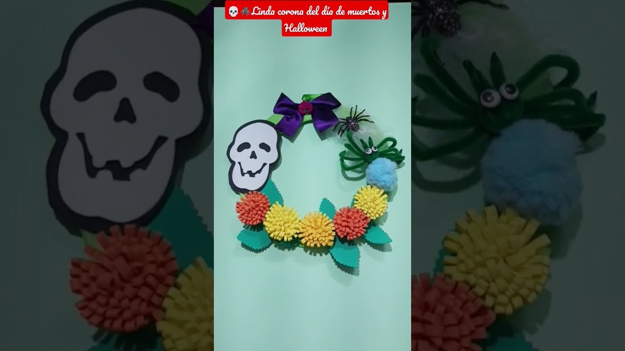 ????COMO HACER UNA LINDA CORONA DE DÍA DE MUERTOS Y HALLOWEEN???? #manualidades #parati #diademuertos????????