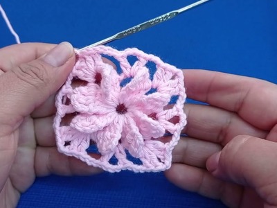 Cuadro o cuadrado N° 31 tejido a crochet con flores y hojas paso a paso para colchas y cojines