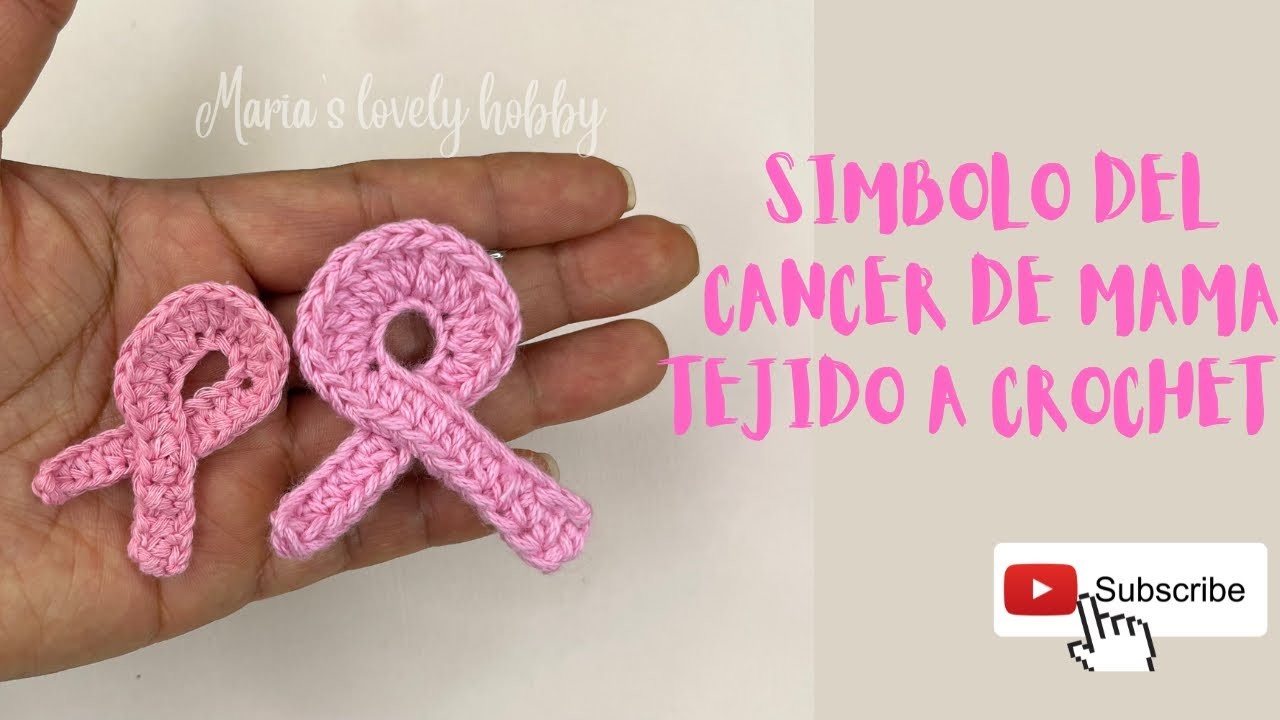 Lazo Rosa tejido a crochet simbolo del cancer de mama.paso a paso