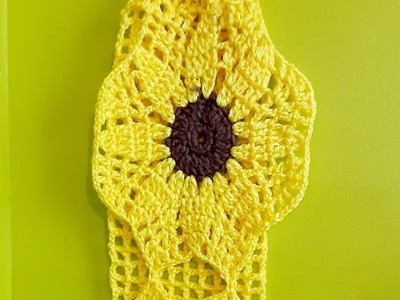 Porta papel de baño en flor Girasol tejido a crochet paso a paso