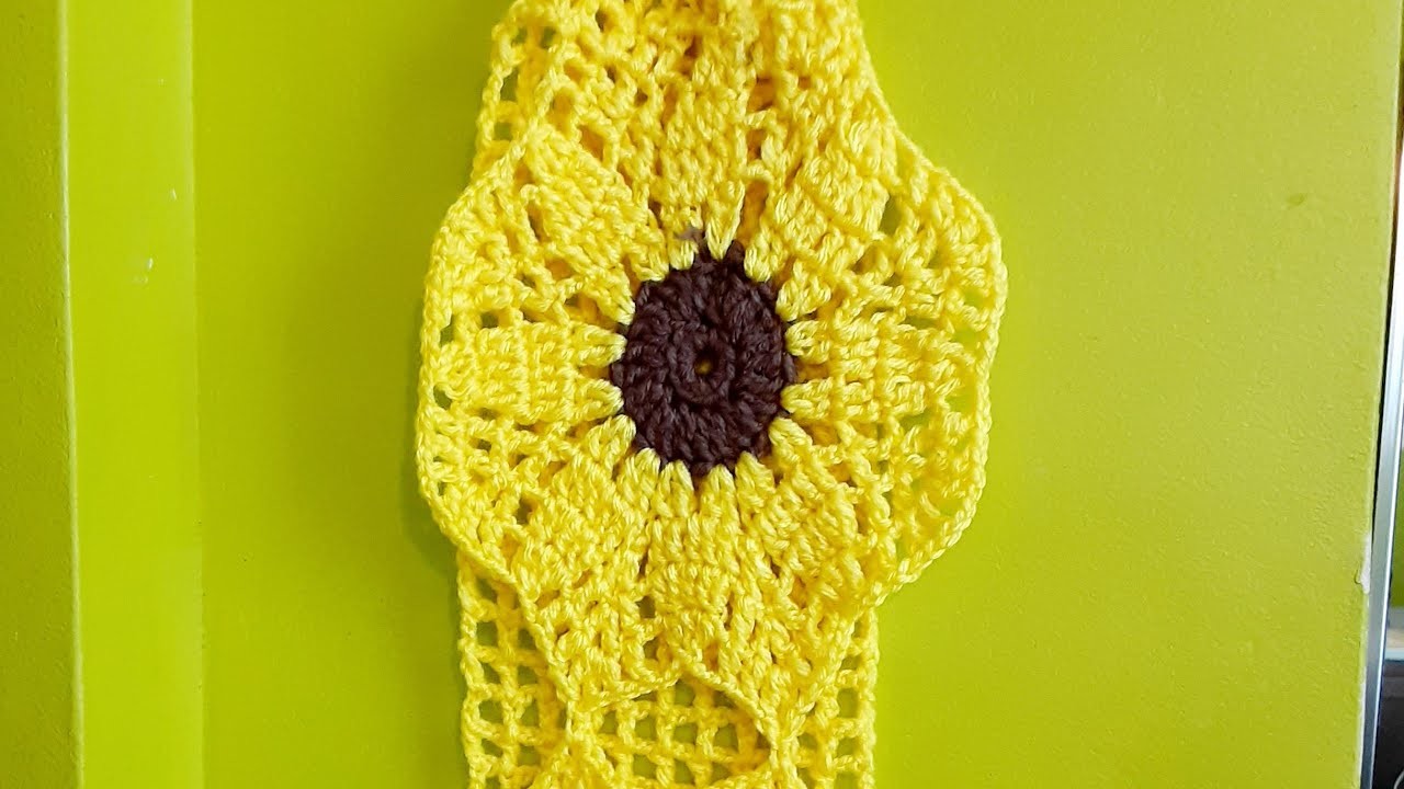 Porta papel de baño en flor Girasol tejido a crochet paso a paso