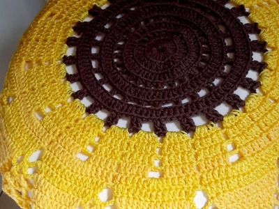 Tapa de la taza  del juego para baño flor de Girasol tejido a crochet paso a paso
