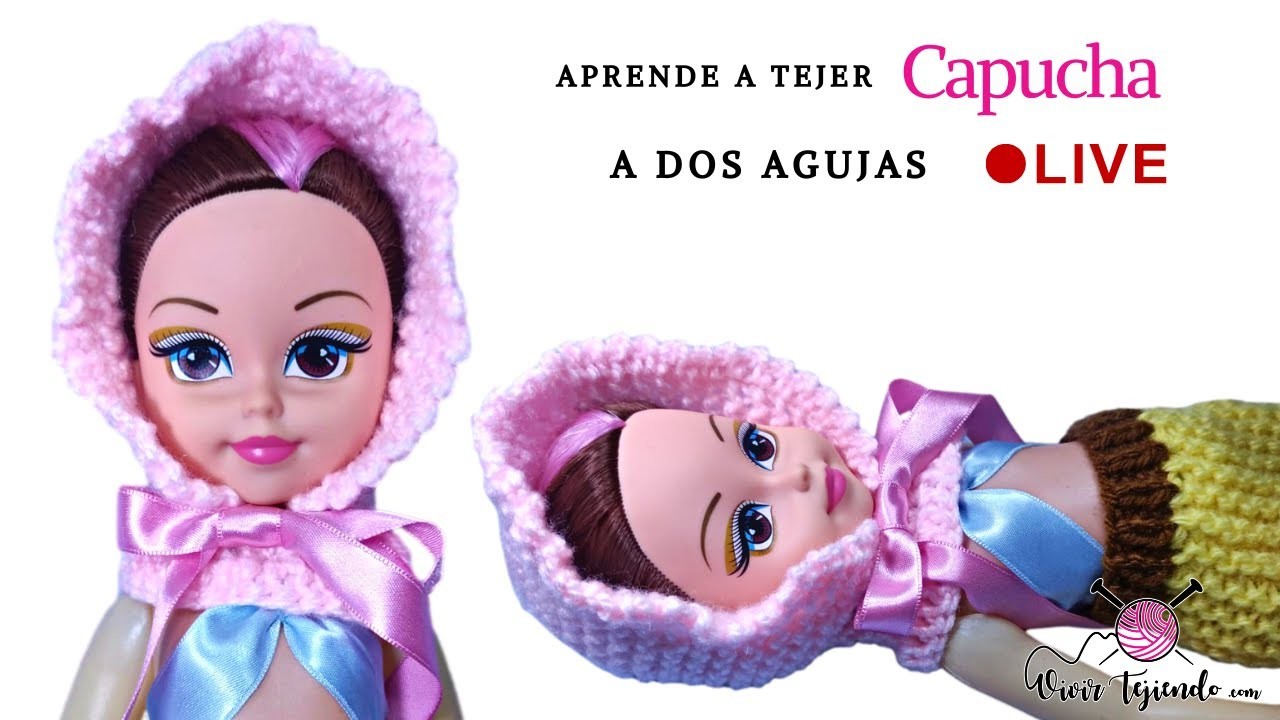 ???? Tejidos en vivo para aprender a tejer - Capucha a dos agujas con detalles a Crochet