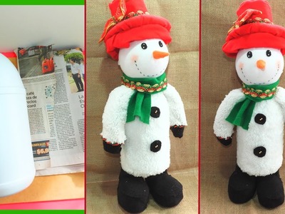 INCREIBLE!!!  muñeco de nieve NAVIDEÑO con material reciclado . How to make a Christmas snowman