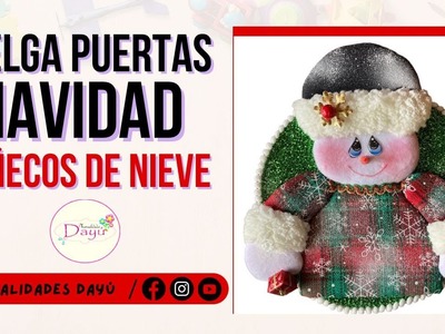 Tutorial - Cuelga puertas navideño ????- hermosos CUELGAPUERTAS super facil!!! - MUÑECO De NIEVE ⛄