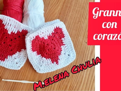 Como hacer un granny con corazón  #crochet #crochetutorial #grannysquare #ganchillocreativo #diy