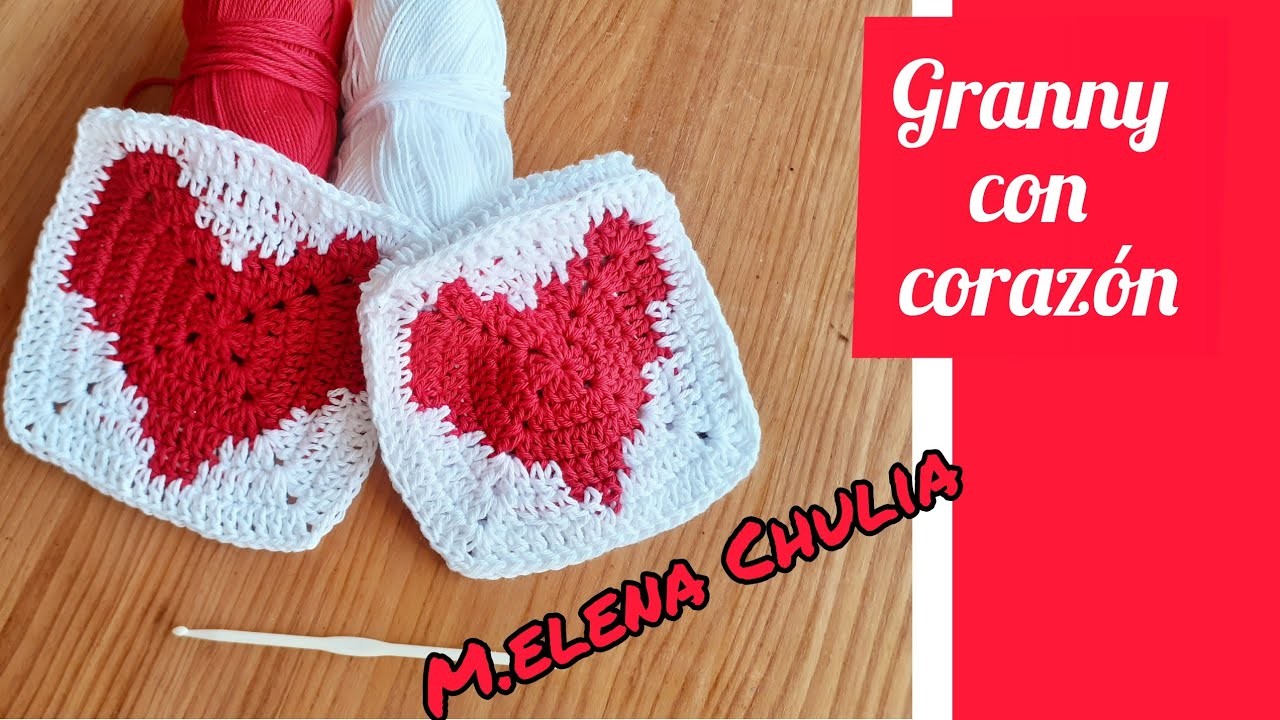 Como hacer un granny con corazón  #crochet #crochetutorial #grannysquare #ganchillocreativo #diy