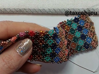 Brazalete peyote Multi rombos! Tutorial paso a paso. Parte 2, final. Beading.