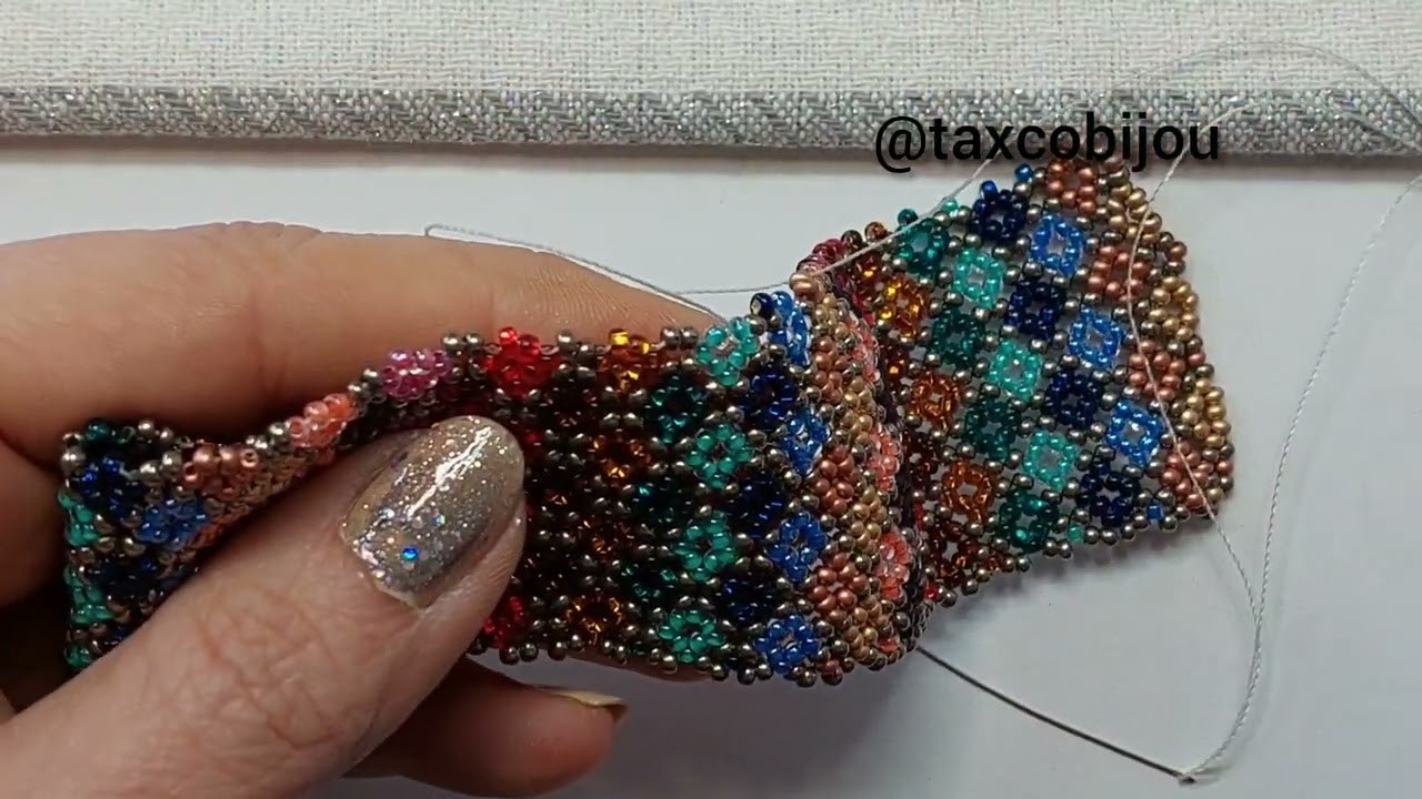 Brazalete peyote Multi rombos! Tutorial paso a paso. Parte 2, final. Beading.