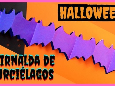▶ Como hacer GUIRNALDAS de papel para Halloween ???? | Kirigami de MURCIÉLAGOS