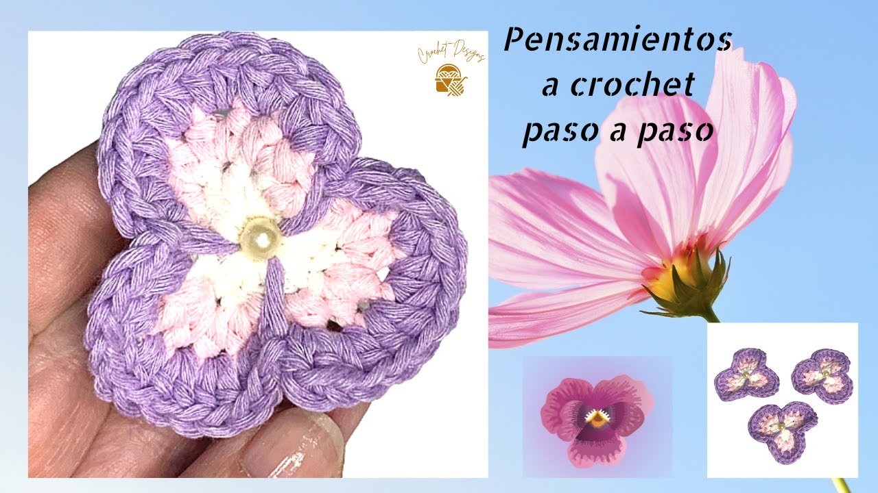 Como tejer flores pensamientos a crochet | crochet designs #comotejer #ganchillo #easycrochet