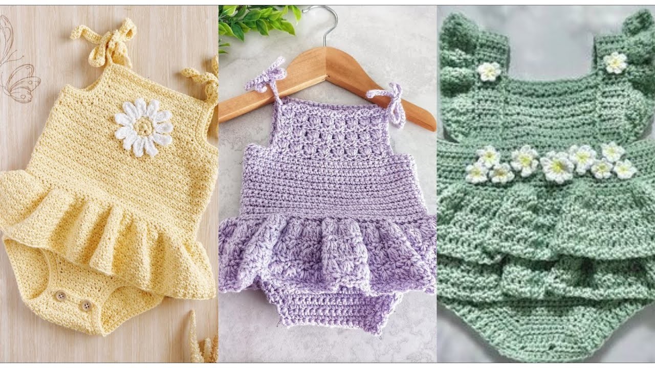 Gourgious crochet knitted baby rompers | Magníficos diseños de mamelucos de bebé tejidos a crochet
