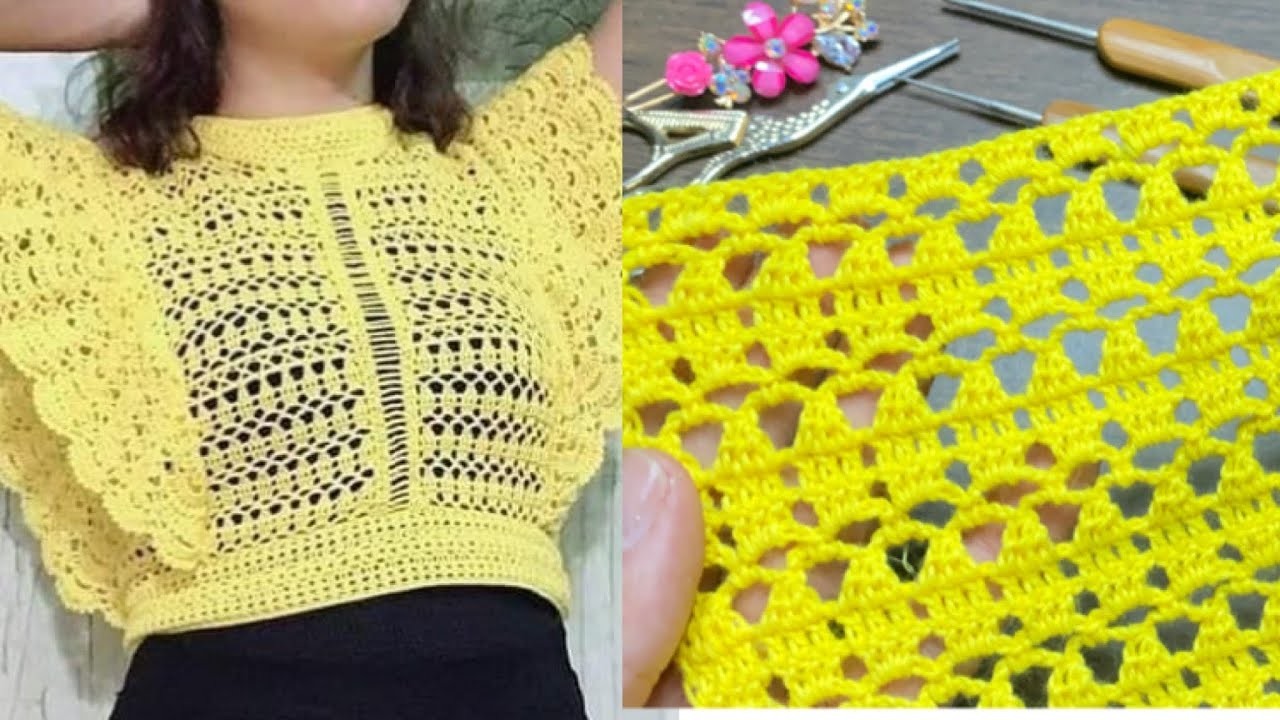Hermosa puntada para blusa tejida a crochet paso a paso especial para camino de￼ mesas y mucho mas