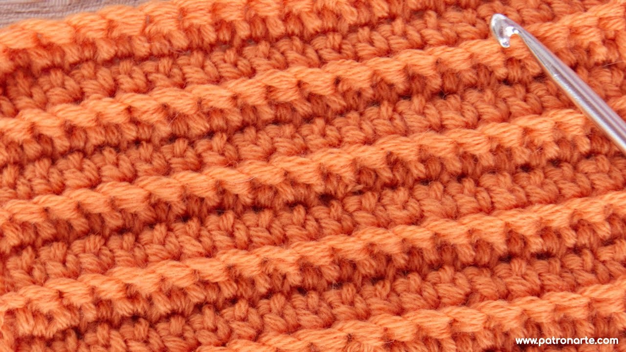 Punto Con Textura en Relieve a Crochet Ganchillo Paso a Paso Reversible, Muy Ligero, Fácil y Rápido