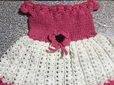 Como hacer vestidito hombros descubiertos para bebe a crochet talla 3 a 6 meses
