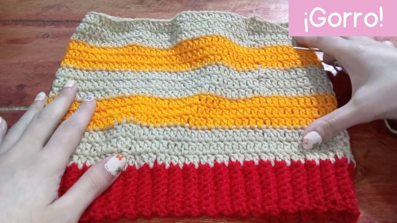 Crochet Gorro Rayado con Elástico - Paso a Paso