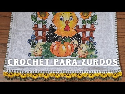 Crochet para Zurdos || PUNTILLA SIMPLE A CROCHET para Toallas