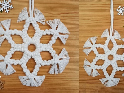 DIY fácil ❄COPOS de NIEVE❄ en MACRAME (paso a paso) | DIY Macrame Snowflake Step by Step Tutorial