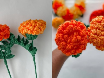 ????Flor de Cempasúchil a Crochet paso a paso como tejerla????