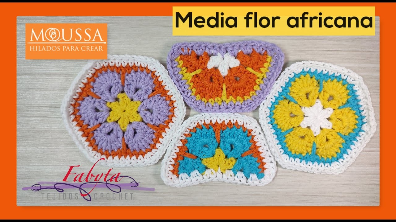 Media Flor Africana en crochet, para completar tus proyectos con flores africanas