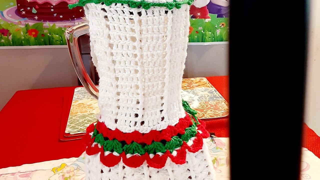 Vestido para licuadora tejido a crochet paso a paso 1.2 colores navideños