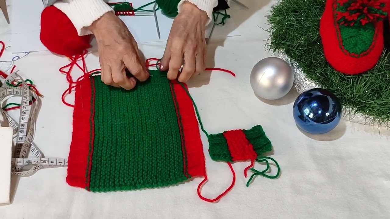 Wow!  teje zapatillas navideñas a dos agujas !