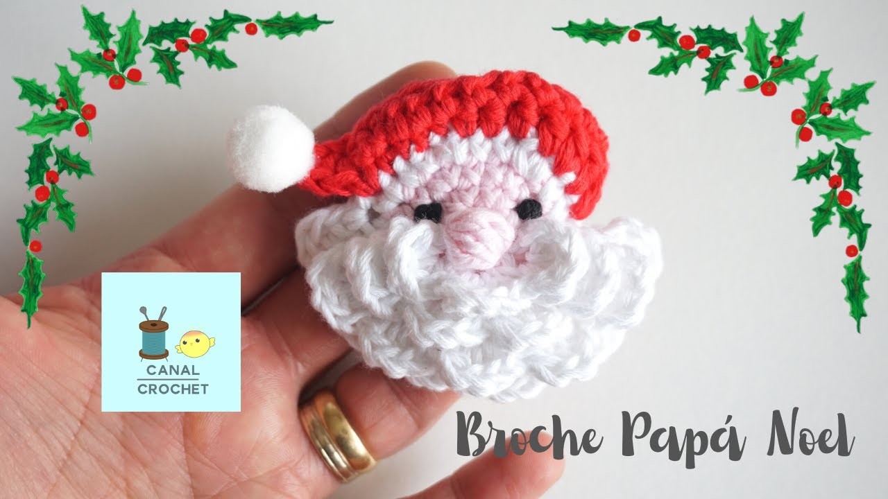 Broche Papá Noel a crochet tutorial.