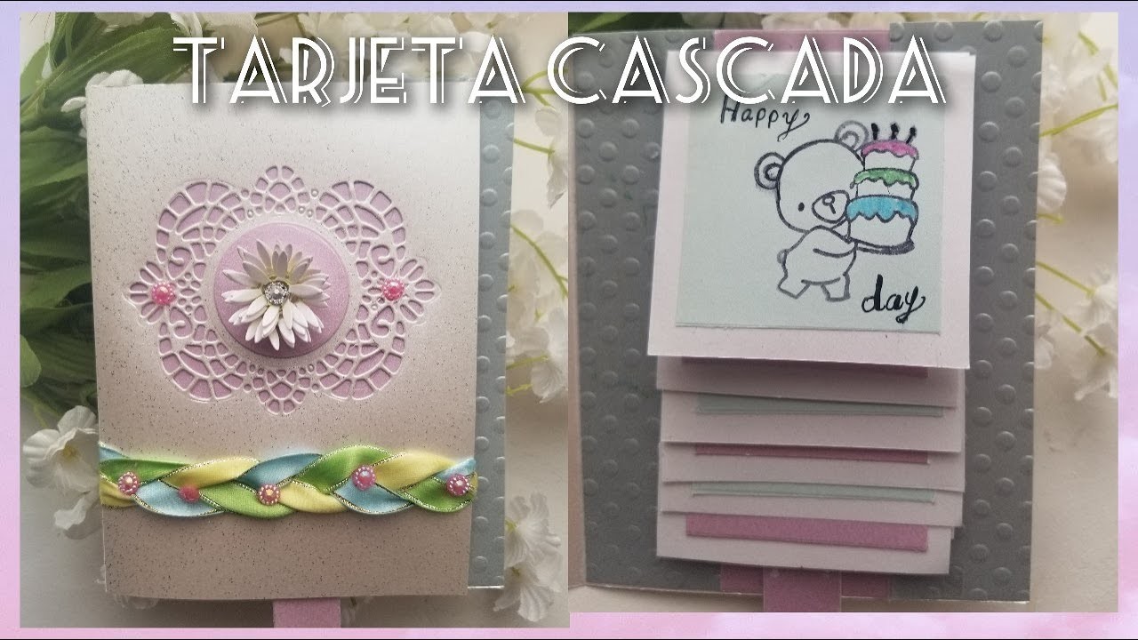 Como hacer tarjeta cascada  facil de hacer scrapbook