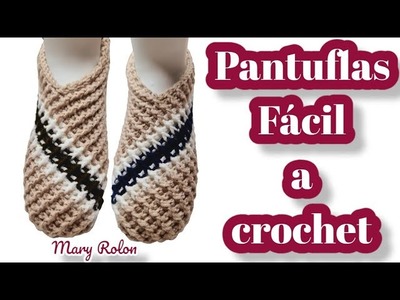 ¡TEJI PANTUFLAS a Crochet TE ENSEÑO A HACERLO PATRON A CROCHET ♥️ Mary Rolon