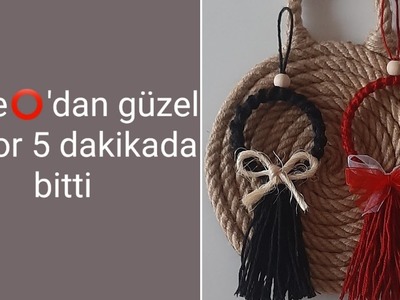 Makrome halka süs yapımı. DIY Macrame Christmas Ornaments. Sunum dekoru yapımı. Yılbaşı ağacı