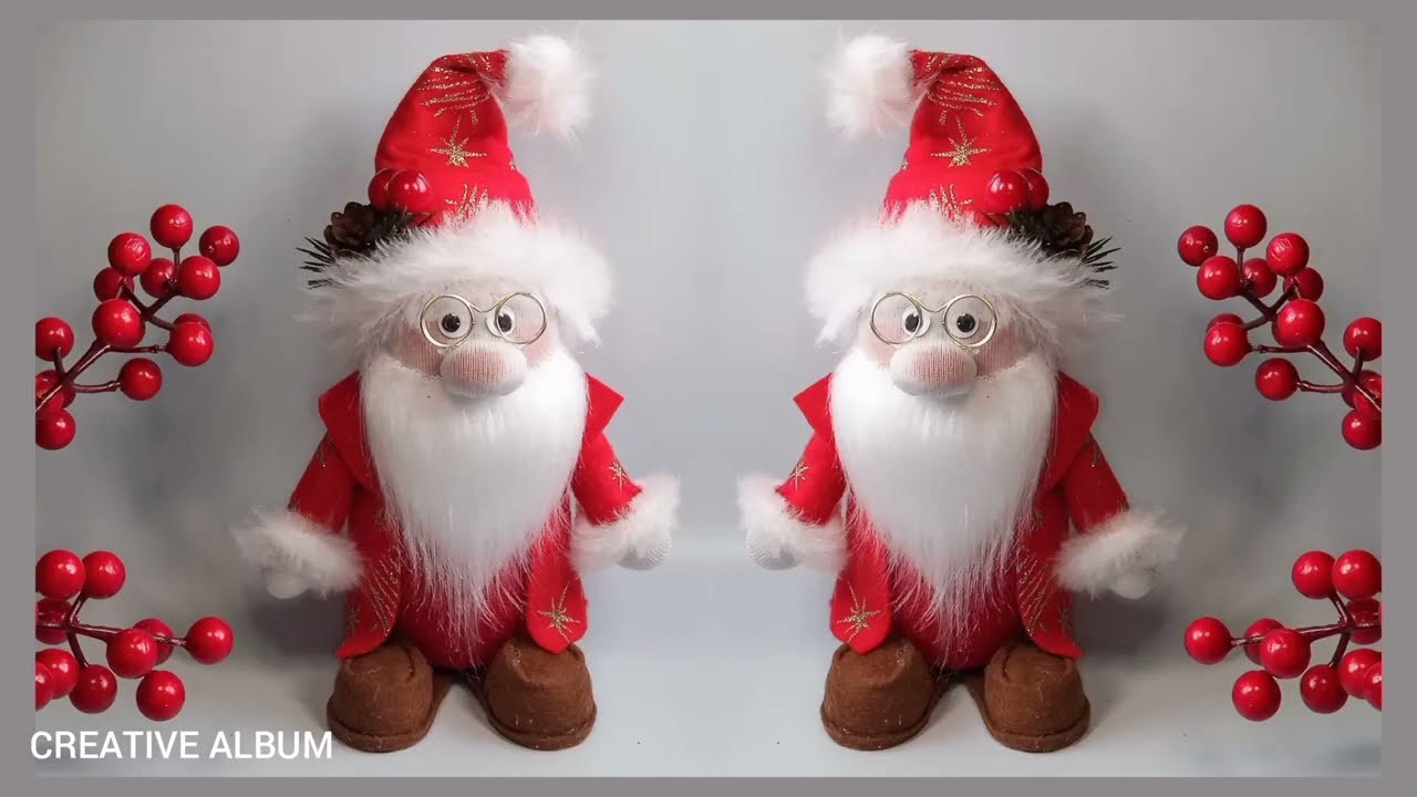 Santa Claus from a plastic bottle, sock and felt.