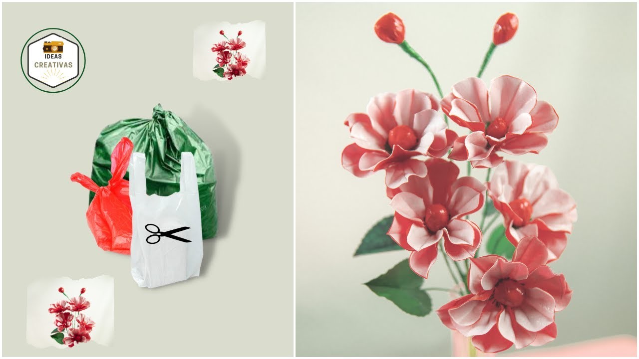 Como hacer flores con bolsas de plástico | Ideas para decorar | Manualidades fácil de hacer