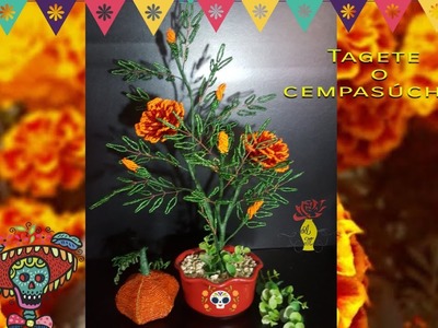 Tutorial: Como hacer la flor Tagete o cempasúchil hecha con chaquira y alambre #72
