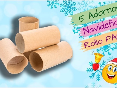 ✅5 adornos (navideños) reciclando ROLLOS DE PAPEL higiénico, 5 ideas navidad con rollos de papel