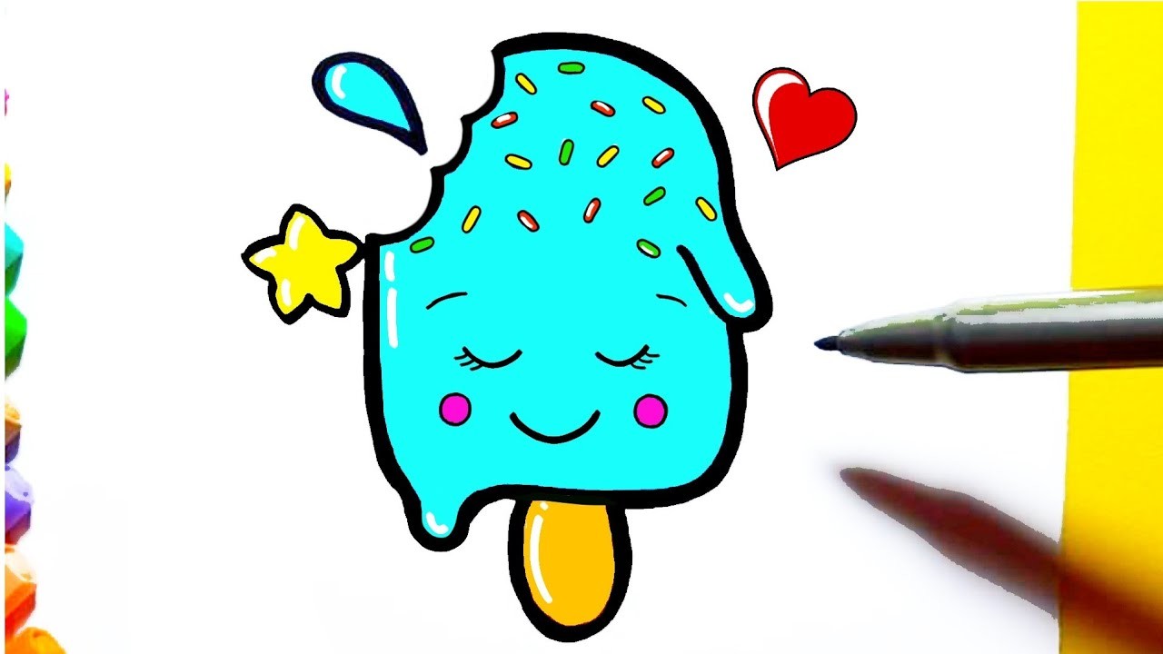 Cómo dibujar lindo Paleta Kawaii - Como desenhar Picolé kawai | Paso a paso ❤ Dibujos para dibujar