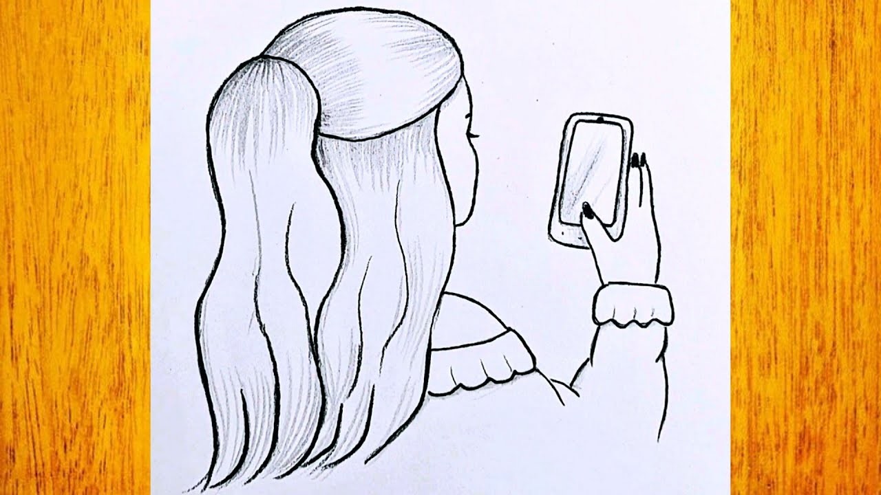 Cómo dibujar una chica selfie. Dibujo a lápiz paso a paso para principiantes