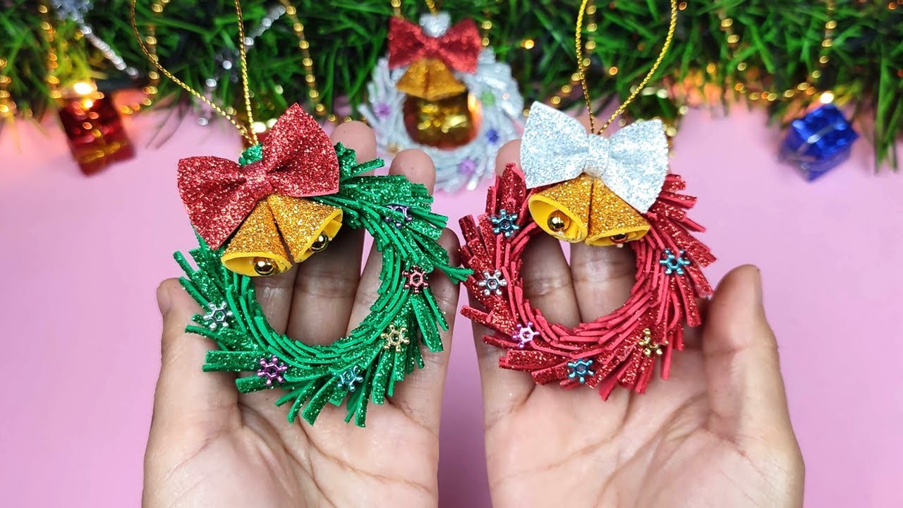 ????Coronitas navideñas de foamy paso a paso - haz y vende esto en Navidad