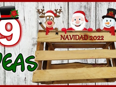 9 IDEAS NAVIDEÑAS CON CAJAS DE FRUTAS DE MADERA - Manualidades navideñas con trozos de madera 2022