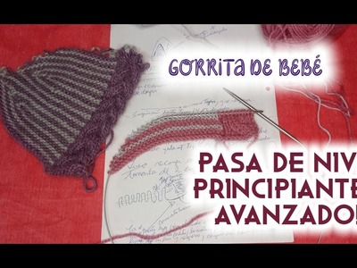 GORRO DE BEBÉ EN TRIANGULOS, tejido en 2 agujas ????. Jersey ????