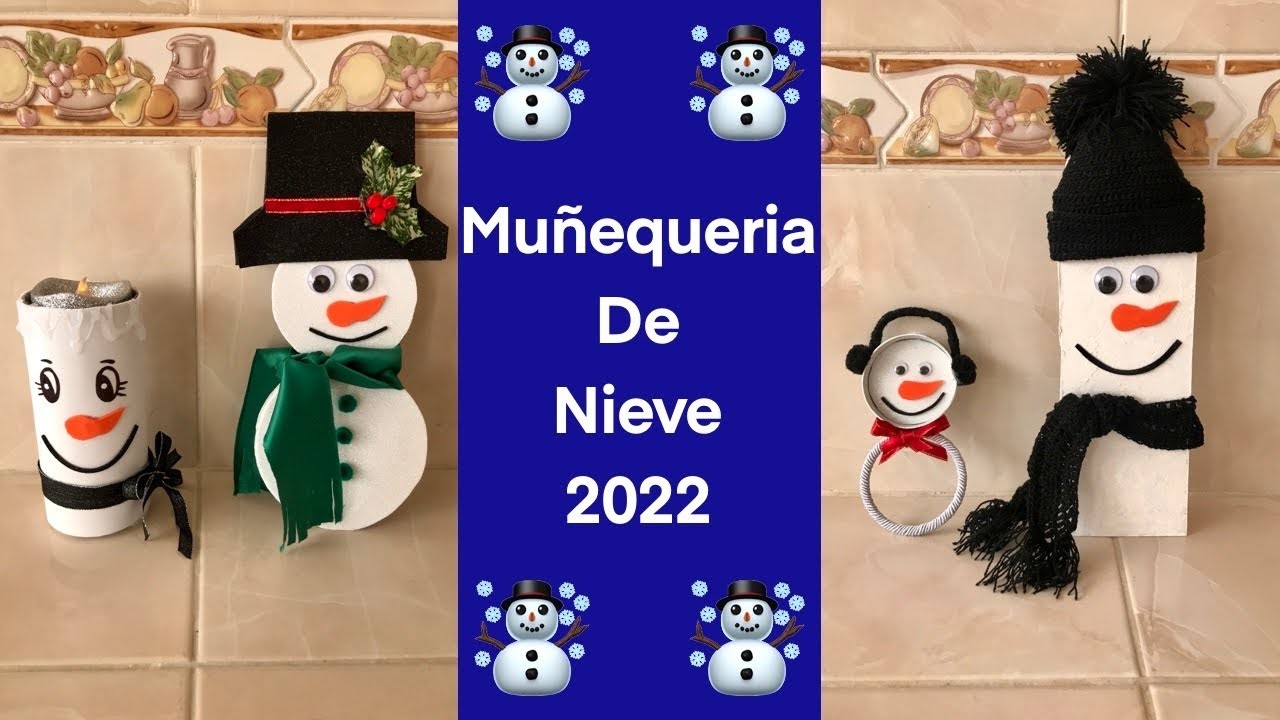 Snowmen diy ☃️❄️ manualidades para hacer muñecos de nieve ❄️☃️ easy snowman ⛄️ 4 ideas ☃️❄️