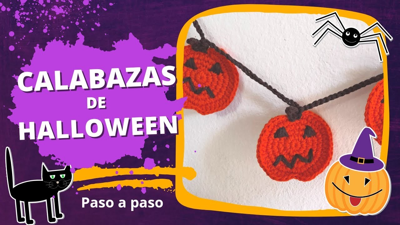 Calabazas de halloween a crochet paso a paso - Guirnalda