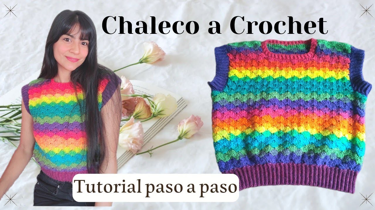 Teje un Chaleco a Crochet a tu medida con punto Abanico. Tutorial paso a paso. Ganchillo