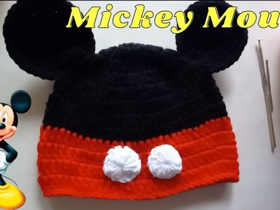 GORRO DE MICKEY MOUSE crochet tejido paso paso FACIL Y RAPIDO para niños